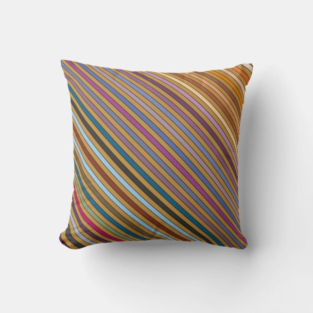 Coussin Rayures multicolores et ocre (Recto)