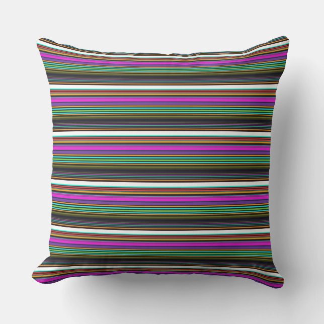 Coussin Rayures néon colorées mignonnes (Recto)