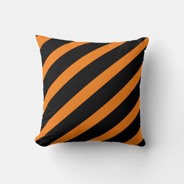 Coussin Rayures noir et orange Halloween rayé (Recto)