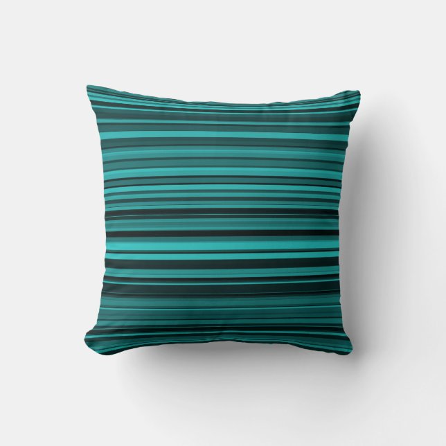 Coussin Rayures Noir et Sarcelle (Recto)