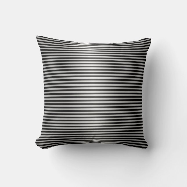 Coussin Rayures noires et argentées (Recto)