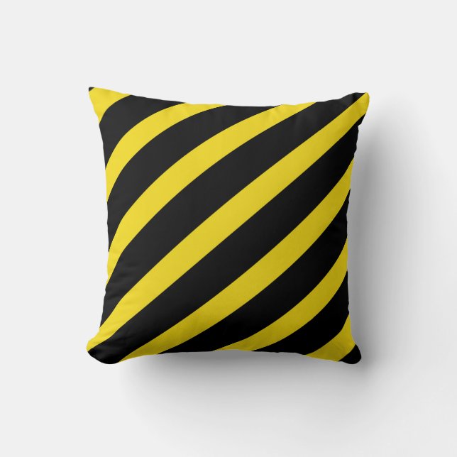 Coussin Rayures noires et jaunes rayé (Recto)