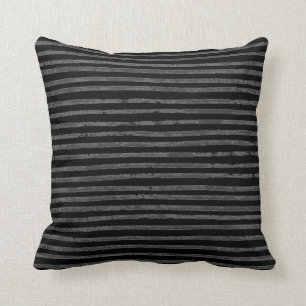 Coussin Rayures noires modernes de grunge de gris de