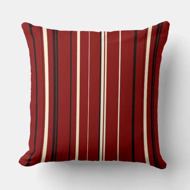 Coussin Rayures noires rouges et blanches (Recto)