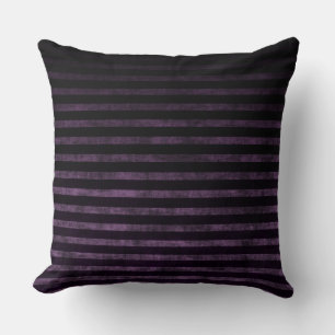 Coussin Rayures ombrées grunge noir et violet