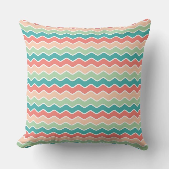Coussin Rayures ondulées dynamiques : un motif coloré (Recto)