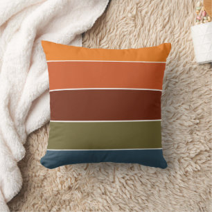 Coussin Rayures orange brûlé rustique Thanksgiving automne