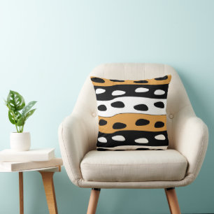 Coussin Rayures orange noir blanc