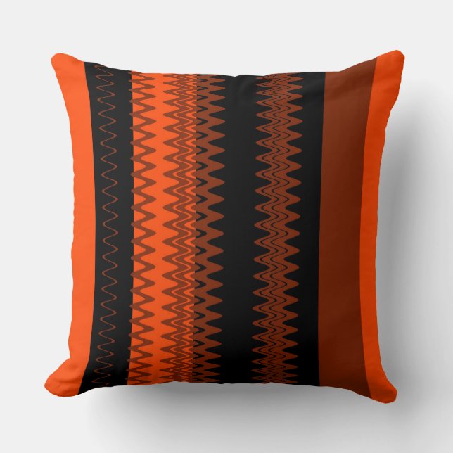 Coussin Rayures orange noir rétro (Recto)