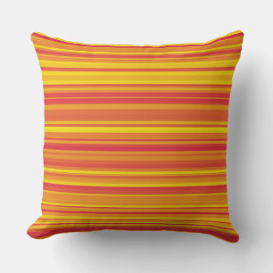 Coussin Rayures Orange Rouge Jaune