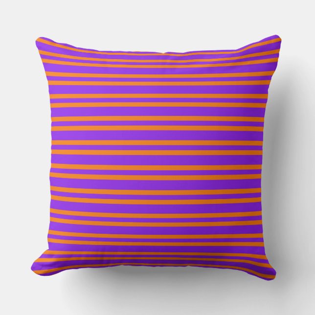 Coussin Rayures orange violet motif sans couture (Recto)