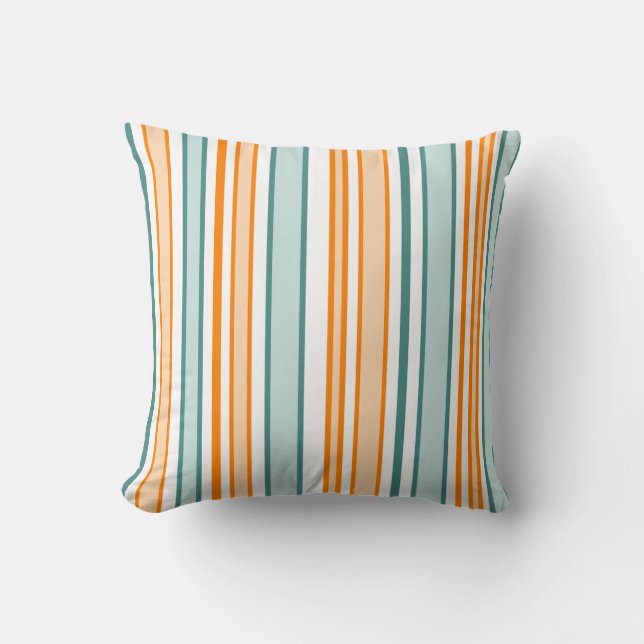 Coussin Rayures oranges et bleues (Recto)