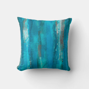 Coussin rayures peintes turquoise décoration d'une maison 