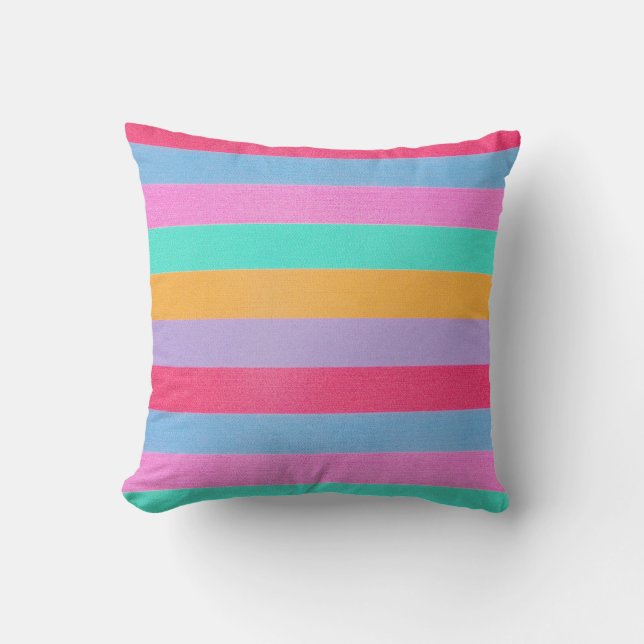 Coussin Rayures Rétro Colorées Vibrantes (Recto)