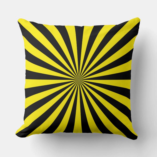 Coussin Rayures rétro Jaunes et Noirs Funky (Recto)