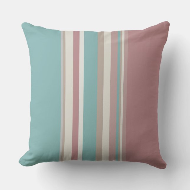 Coussin Rayures rose clair et bleu   (Recto)