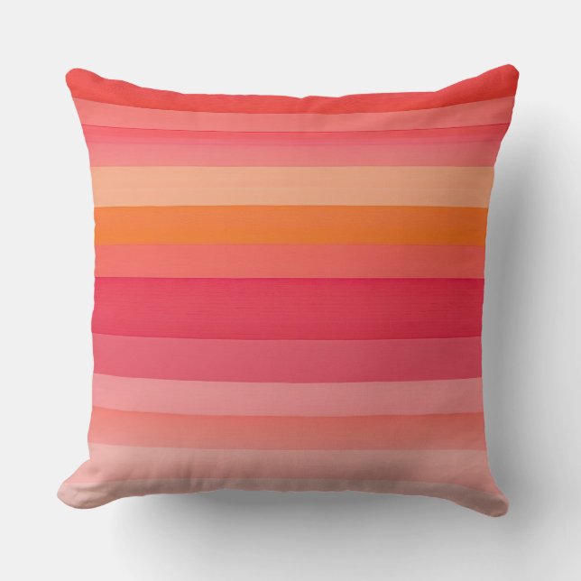 Coussin rayures rose et orange (Recto)