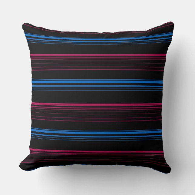 Coussin Rayures roses bleues mignonnes  (Recto)