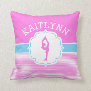 Coussin Rayures roses de patineur artistique avec des