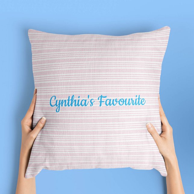 Coussin Rayures roses et blanches carrées (Créateur téléchargé)