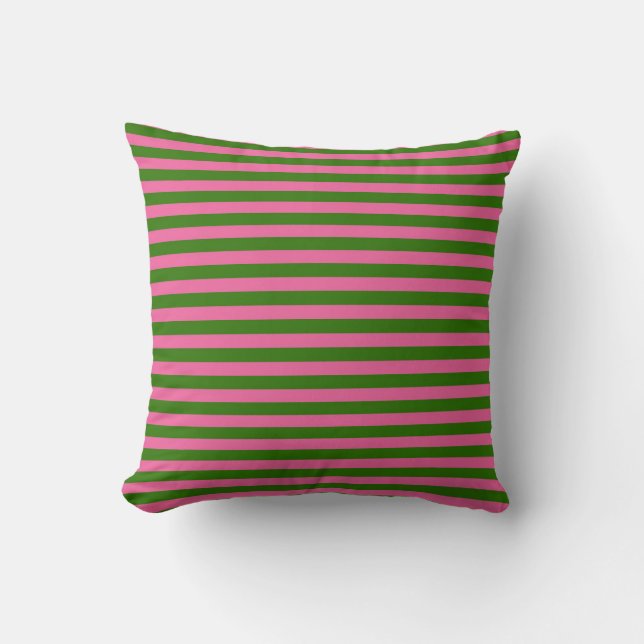 Coussin rayures roses et vertes (Recto)