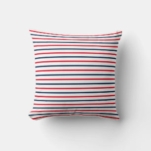 Coussin rayures rouges blanches bleues patriotiques du 4 j