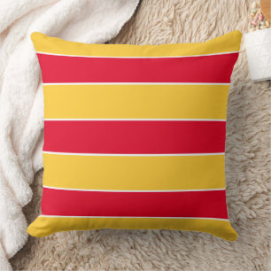 Coussin Rayures rouges d'été sur fond jaune coucher de sol