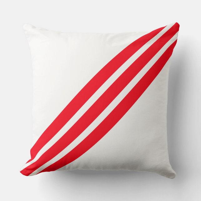 Coussin Rayures Rouges Élégantes sur Fond Blanc (Recto)