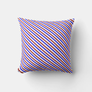 Coussin Rayures rouges et bleues