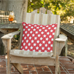 Coussin Rayures Rouges Et Nuits Étoilées Blanches 