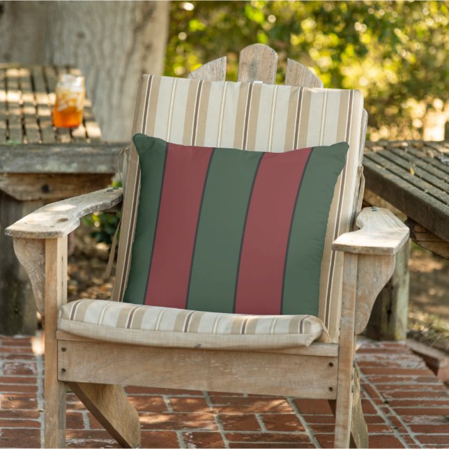 Coussin Rayures rouges et vertes de Noël classiques (Chaise)