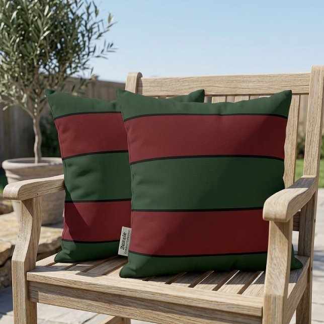 Coussin Rayures rouges et vertes de Noël classiques (Créateur téléchargé)