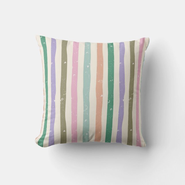 Coussin Rayures rustiques pastel (Recto)