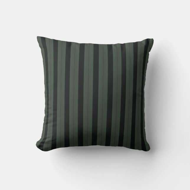 Coussin Rayures vert lunaire et charbon (Recto)