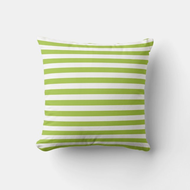 Coussin Rayures vert pomme et blanches (Recto)