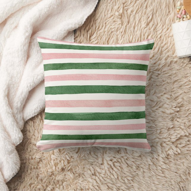 Coussin Rayures Vert Rose (Couverture)