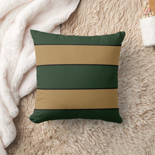 Coussin Rayures vertes et dorées de Noël classiques (Couverture)