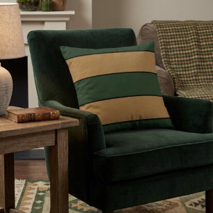 Coussin Rayures vertes et dorées de Noël classiques