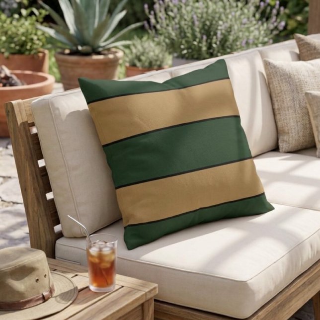 Coussin Rayures vertes et dorées de Noël classiques (Créateur téléchargé)
