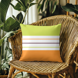 Coussin Rayures vertes et orange colorées
