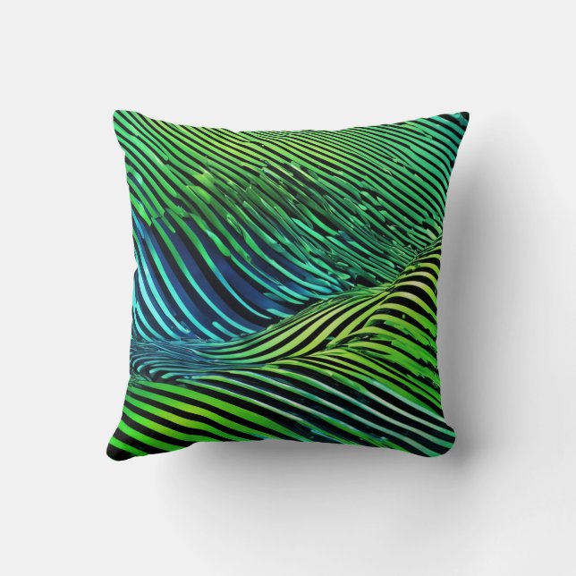 Coussin Rayures vertes néon futuristes  (Verso)