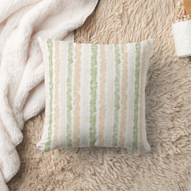 Coussin Rayures vertes pêche fantaisistes  (Couverture)