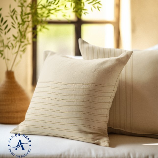 Coussin Rayures verticales beige et marron (Créateur téléchargé)