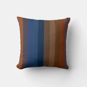 Coussin Rayures verticales bleu marine et rouille