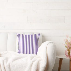 Coussin Rayures verticales classiques violettes et blanche