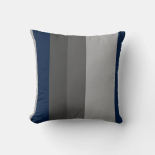 Coussin Rayures verticales grises Navy rétro