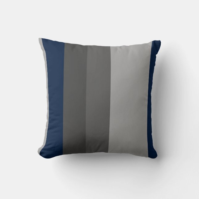 Coussin Rayures verticales grises Navy rétro (Recto)