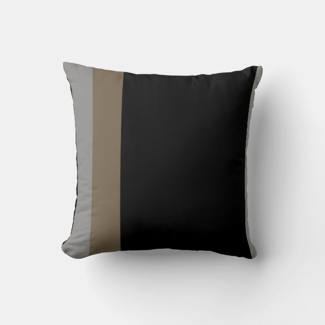 Coussin Rayures verticales minimales grises et taupe (Recto)