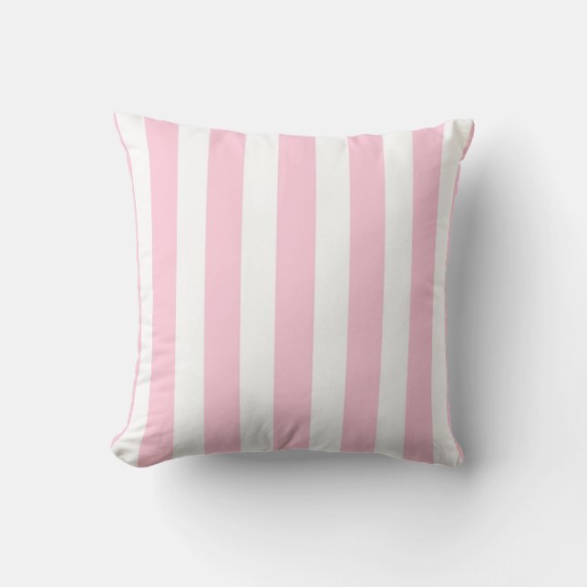 Coussin Rayures verticales rose et blanc shabby chic (Recto)