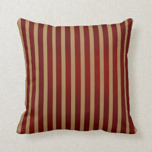 Coussin Rayures verticales rouges et dorées motif rayé
